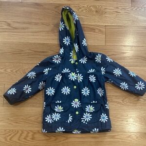 Hatley Navy Floral Hooded Rain Jacket with Lime Lining